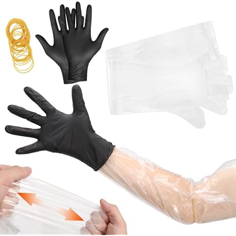 YUNVI Field Dressing Gloves Deer Hunting Gutting Gloves,Veterinary Gloves includes Disposable Arm Gloves and Nitrile Gloves Cover