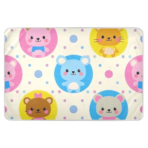 Fundas cambiadoras de conejo de lunares de moda, suaves, absorbentes, transpirables, para bebés, niños y niñas, 52 pulgadas de largo x 34 pulgadas de ancho, manta impermeable para cama