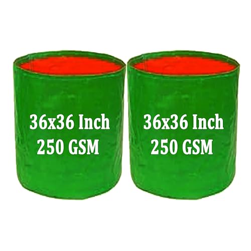 Image of IAgriFarm HDPE UV Treated 36x36 inch, 250 GSM - Pack of 2, Round, Green Color Plant Grow Bag