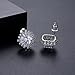 Gold Plated Sparkly Flower Square Cubic Zirconia Crystal Chandelier Rhinestone Stud Earrings Fashion Jewelry for Adult Women (White Gold Plated)