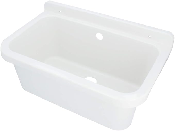 HYDROLAND Ausgussbecken Waschbecken mit Überlauf 55 x 34 x 21 Weiß