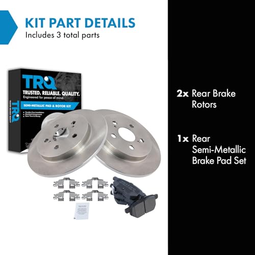 Image of TRQ Rear Brake Pad & Rotor Semi Metallic