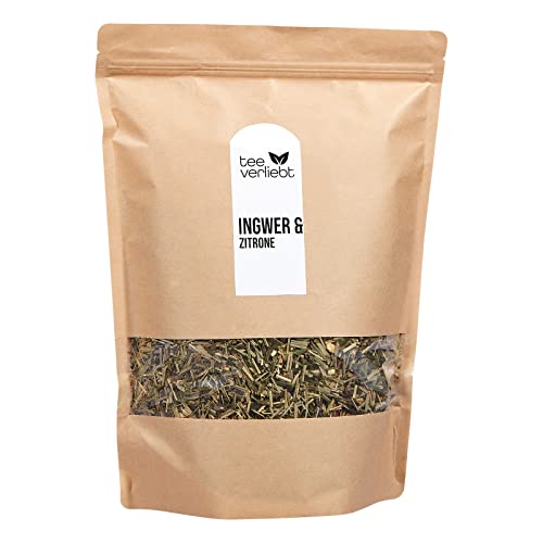teeverliebt Grüntee Ingwer Zitrone, loser grüner Tee mit Zitronengras, Orangenschale, Ingwer Tee-Mischung, 1000 g
