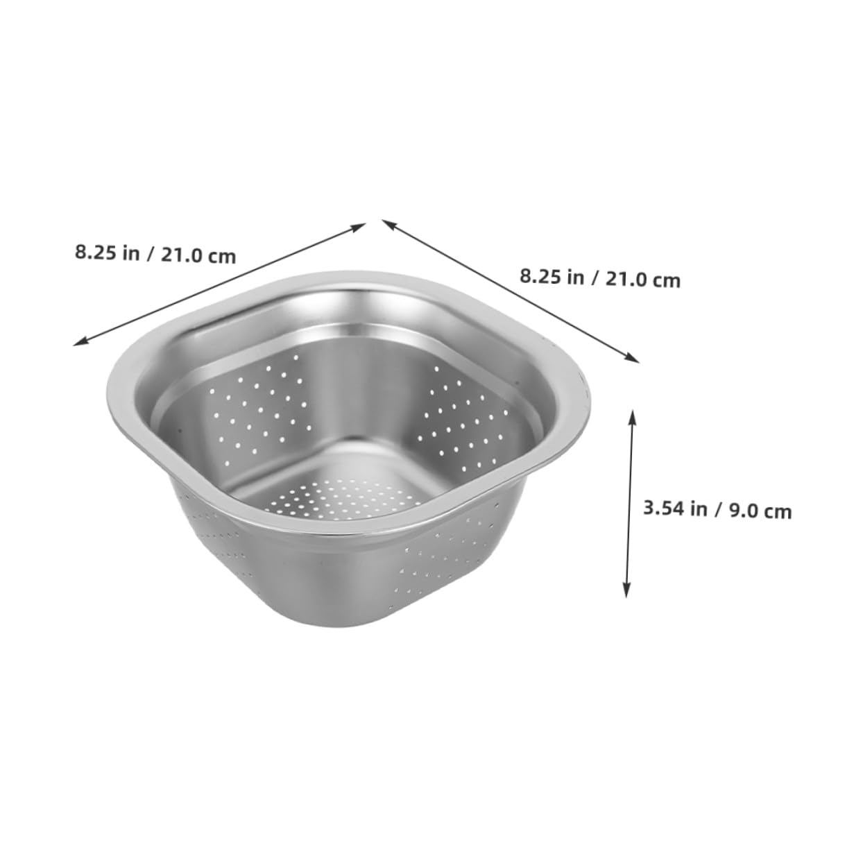 Colador Cuadrado de Acero Inoxidable 2piezas para Cocina y Hogar | Plata, Drenaje Fácil y Diseño Multifunción, Uso Versátil para Verduras y Arroz, Formato Compacto