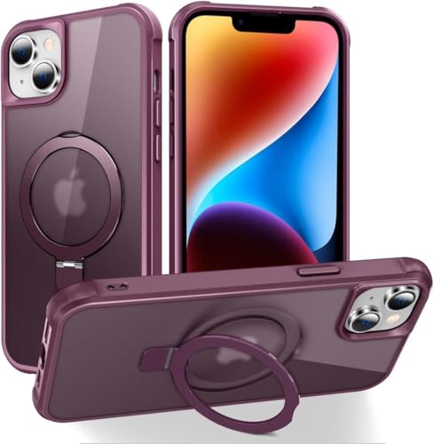 CHAOFEnG Compatible with iPhone 14 Plus Case with Stand, Burgundy