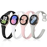 GEAK Compatible with Samsung Galaxy Watch 7/6/4 Bands, 20mm Soft Slim Silicone Replacement Band for Galaxy Watch 5 Pro, Large Black/White/Gray/Sand Pink