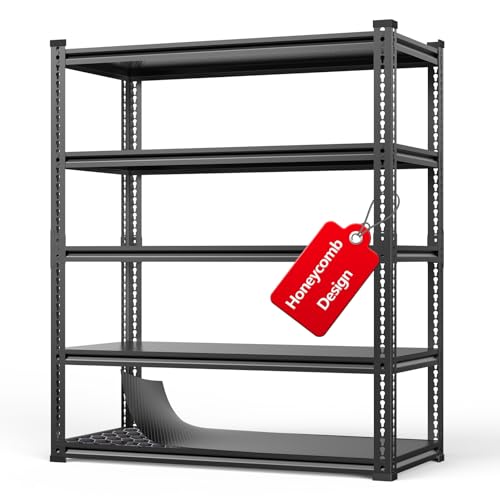Lauxery Heavy Duty Garage Shelving Unit 3000LBS, Adjustable 5-Tier Storage Rack with Boltless Design, 72