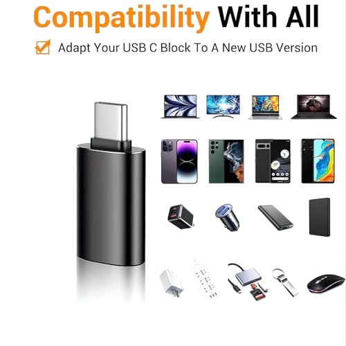 Image of USB Type C to Type A Converter, USB 3.0, High-Speed Data Transfer, Plug and Play, for Wireless Carplay Adaptor, Laptops, Smartphones, Aluminum OTG Cable