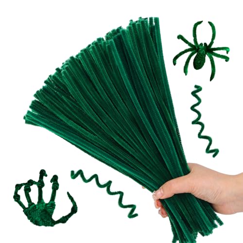 Image of Hssugi Pipe Cleaners 100PCS Dark Green Pipe Cleaners Craft Supplies | Pipe Cleaners Craft Supplies, Pipe Cleaners Bulk Fuzzy Sticks for DIY Art and Craft Projects Home Decoration