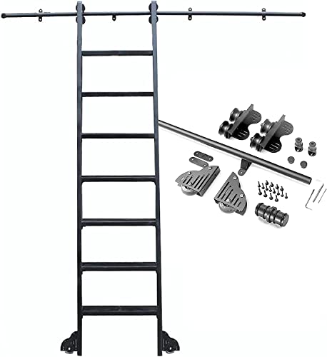Kit de quincaillerie pour échelle de bibliothèque en acier noir robuste de 20 pieds