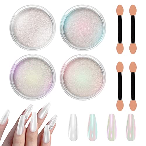 Allstarry Chrome Nail Powder 4 Colori Pear White