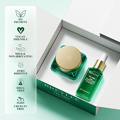 Acne Treatment Kit, Tea Tree Oil Serum 30ml & Cream 20g, Skin Care Set for Prone Face Sensitive, Cystic Acne Pimples Scars Remover, Redness Relief, Niacinamide Facial Moisturizer, Anti Aging, Daily Prevention