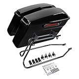 SLMOTO Gloss Black Hard Saddlebags Saddle Bags w/Conversion Brackets Fit for Harley Softail Heritage Fatboy Deluxe Springer FLSTS EFI 84-17