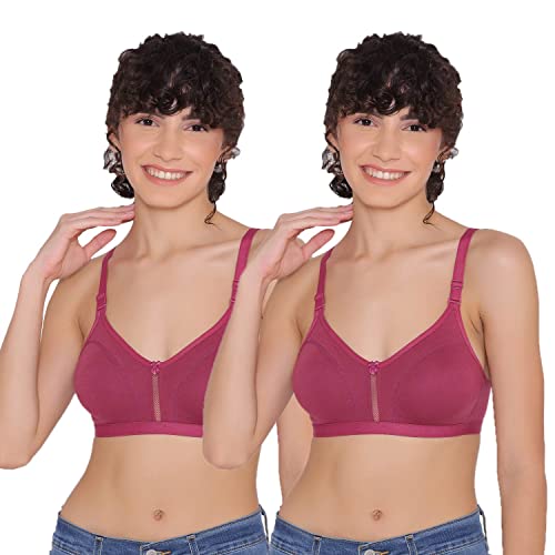Image of INKURV Women's Non Padded Wireless T-Shirt Bra with Seamless Cups and Detachable Straps Combo of 2