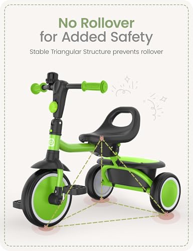 Image of besrey Toddler Tricycle with Bell, for Ages 18 Months to 5 Years