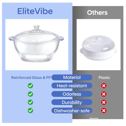 EliteVibe Glass Microwave Steamer for Vegetables Fish Food Cooker Microwave Vegetable Steamer With Lid and Steaming Basket for Convenient Quick Healthy Cooking (2.5L) - Image 4