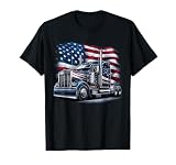 Semi Truck Driver US Trucker USA Flag Patriotic 4th of July T-Shirt