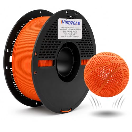 WISDREAM FlexiTough Flexible Filament, Orange, Developed Specifically for 3D Printed airless basketballs,1.75mm,1KG (2.2
