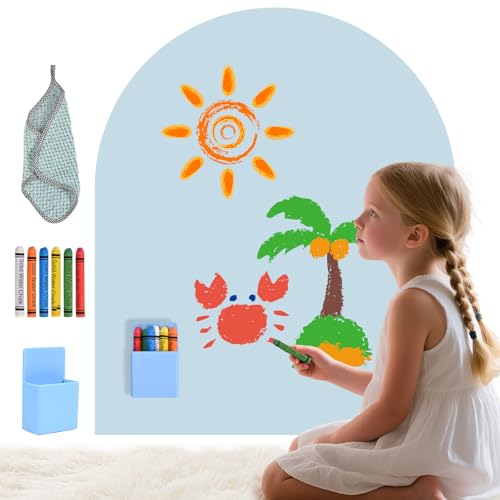 HIUYRFS Pizarra magnética autoadhesiva para niños, pizarra de pared en forma de arco – Ideal como decoración de pared para el hogar, habitación infantil, sala de juegos y escuela (Azul)