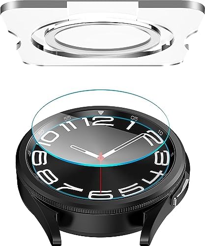 SPGUARD [Pack of 2 for Samsung Galaxy Watch 6 Classic 43 mm Screen Protector, Full Protective Tempered Glass Film, All Around Coverage Cover Only Compatible with Galaxy Watch 6 Classic 43 mm