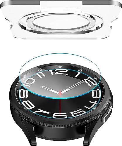SPGUARD [Pack of 2 for Samsung Galaxy Watch 6 Classic 43 mm Screen Protector, Full Protective Tempered Glass Film, All Around Coverage Cover Only Compatible with Galaxy Watch 6 Classic 43 mm