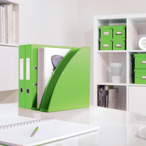 Leitz WOW Collegeblock A5 kariert, 160 Seiten, 80 Blatt FSC-zertifiziertes Papier 80 g/m², Doppelspiralbindung, PP-Einband, Notizbuch mit Sichthülle und Lineal, Für Büro oder Schule, Grün, 46410054