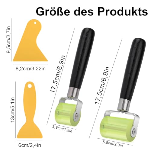 Andrückroller, 2 Stück Andrückwalze mit 2 Schaber, Handdruck Roller, Silikon Rolle Hitzebeständig, Gummi Andrückwalze, Andruckrolle Werkzeug, für Kantenumleimer und zum Verschweißen