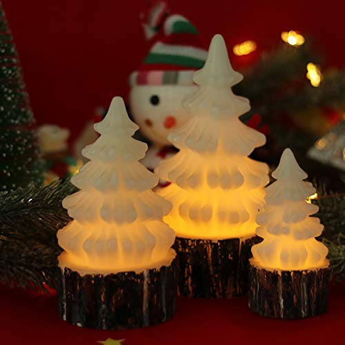 Wondise Flameless Candles Pine Tree Shape Battery Operated With Timer, Real Wax Led Flickering Warm Yellow Light Candles, For Home Decor Christmas Gifts, Set Of 3 #TOP4