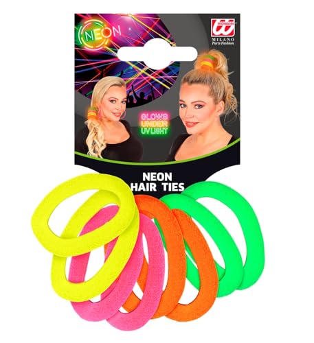 W WIDMANN MILANO Party Fashion 01976 - Set di elastici per capelli, multicolore in tonalità neon, costume, accessori, carnevale, feste a tema