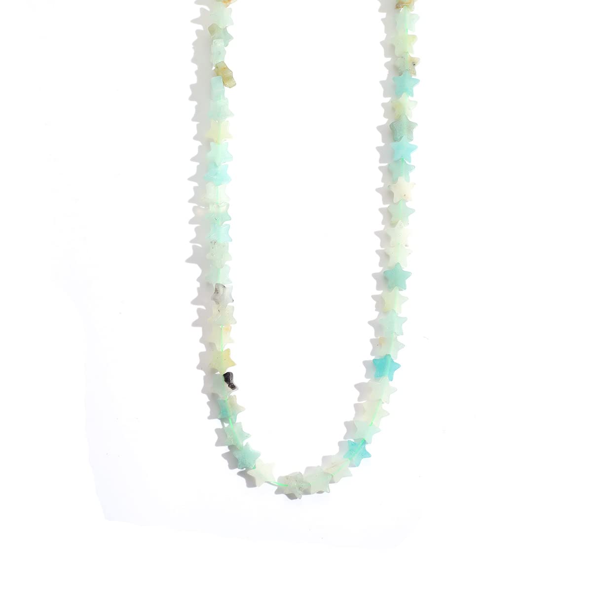 6mm Natural Stone Star Shaped Loose Beads Bulk Pocket Worry Stone DIY Shell Beads for Women Jewelry Making,Amazonite