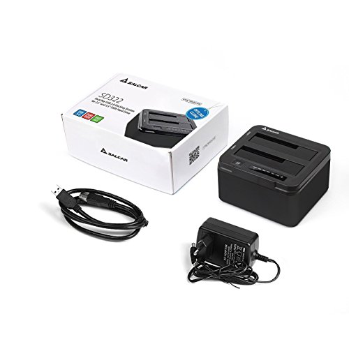 SALCAR Base de conexión Aluminium USB 3.0 Offline clonación para Discos Duros SATA HDD/SSD 2,5 y 3,5 (Negro)