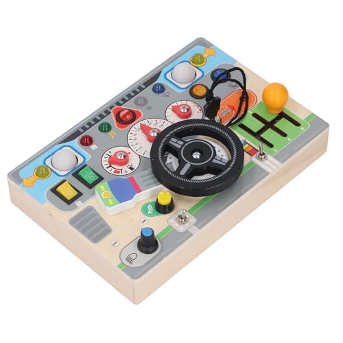 Volante de madera con tablero de actividades sensoriales y motricidad fina para bebés 3