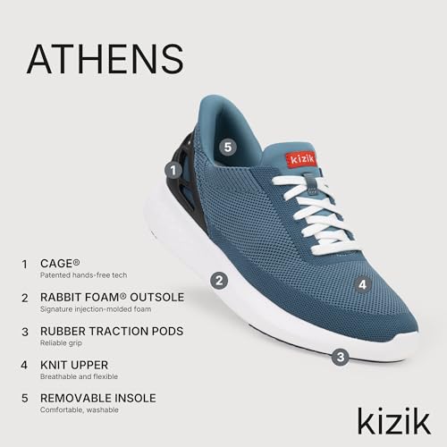 Image of Kizik Slip On Sneakers: Athens - Comfortable All-Day Wear, Hands Free Convenience, Breathable Knit Top, Mens & Womens Walking Shoes with Arch Support