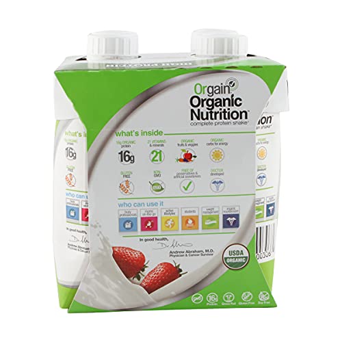 Image of ORGAIN Organic Strawberries and Cream Nutri Shake 4 Pack, 11 FZ