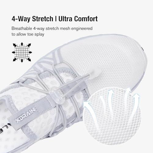 ALEADER Women's Xdrain Lightweight Water Shoes Slip On Lady Quick Drying Kayaking, Surfing, Swimming Shoes White/Gray 8 US