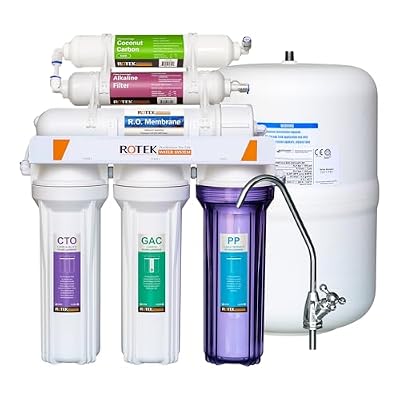 Rotek Water System Reverse Osmosis Water Filtration System | Under Sink 6-Stage ALK pH+ RO Water Filter System | NSF Certified | No Pump | Contains Leak Stop Valve | 100 GPD | Alkaline
