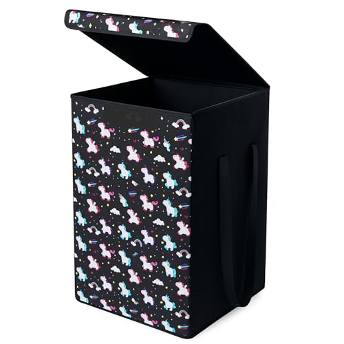 Image of Sopent Unicorn Toy Storage Box & Toy Box for Kids - Foldable Fabric Toys Organizer for Kids Room, Kids Storage Basket, Storage Box and Organiser (33x33x43cm, 50L)