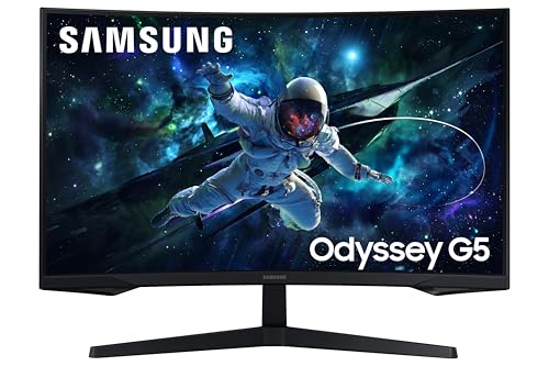 Image of Samsung 32 inch (80cm) Odyssey G5 2K Curved Gaming Monitor|QHD 2560 X 1440|1000R Curved|165Hz|1ms(MPRT)|300nits|Ports-HDMI,DP,Headphone|DP Cable|HDR10|FreeSync|LS32CG550EWXXL|Black