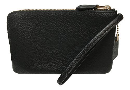 Coach Boom 02 Pebbled Leather Double Corner Zip, Black, One Size #TOP1
