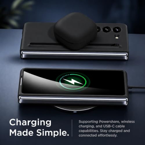 Image of TechTrendz PC Ultra Slim Premium Case for Samsung Galaxy Z Fold 7 Case with Built in Screen Protector with Compact S Pen Holder & Storage Slot,Protective Phone Case for Z Fold 7 Back Cover-Black