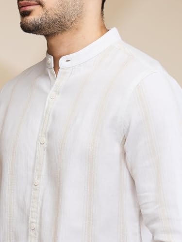 Image of Being Human Beige Slim Fit Regular Collar Men's Shirt Clothing