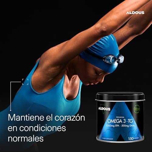 Miniatura 7 de Omega 3 Capsulas Premium - 1000 Mg Epa Y 500 Mg Dha - 150 Cápsulas - Alta Biodisponibilidad - 1500 Mg Omega 3 - Aceite De Pescado En Forma De Triglicéridos - Tensión Arterial, Cerebro, Visión - Aldous