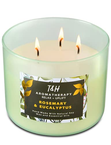 Soy Candles for Home Scented | 3 Wick Candle Eucalyptus Rosemary Peppermint Candles | Fall Candles | Candles Gifts for Women | Scented Candles for Men | Aromatherapy Candles | Eucalyptus Candles 16 Oz