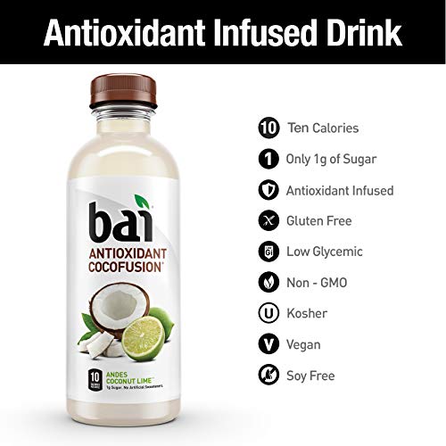 Bai Coconut Flavored Water, Andes Coconut Lime, Antioxidant Infused Drinks, 18 Fluid Ounce Bottles, 6 Count #TOP3
