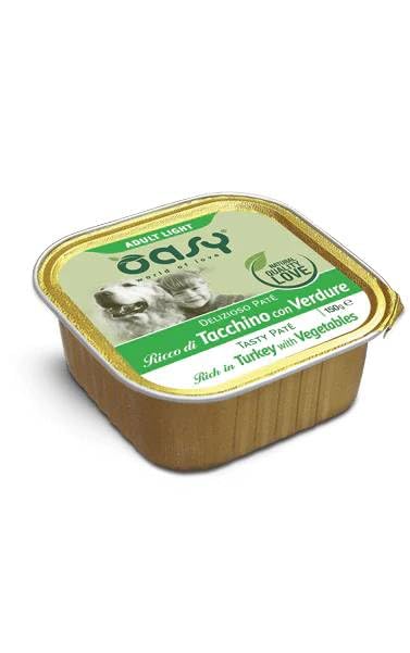 Oasy Umido Cane DELIZIOSO PATÉ - ADULT LIGHT TACCHINO CON VERDURE - OFFERTA - 6 Vaschette da150 gr