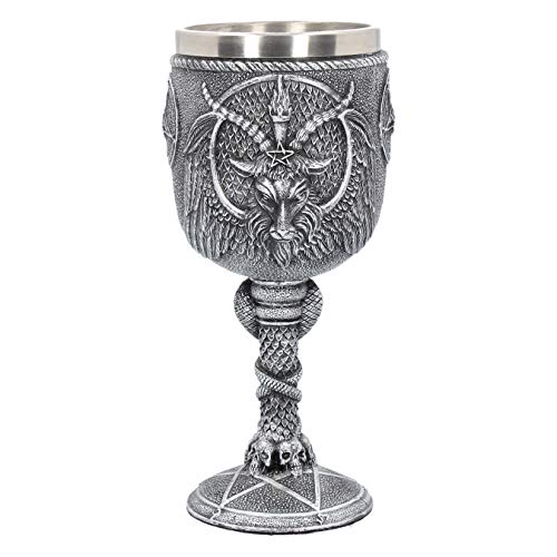 Nemesis Now Baphomet - Copa (2,5 cm, Resina, con Inserto de Acero Inoxidable), Color Plateado
