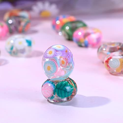 AIPRIDY Girls' Lucky Lover Amber Beads, Big Hole Spacer European Craft Beads for DIY Charms Bracelet Jewelry Making (Mixed)