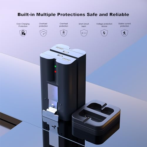 2 Pack Replacement Battery and Dual Charging Station for Ring-Doorbell Camera 1/2/3/4, Spotlight Camera and Stick Up Cam, 6040mAh Rechargeable Upgraded Lithium Li-ion Batteries 3.65V Camera Indoor - Thumbnail 5