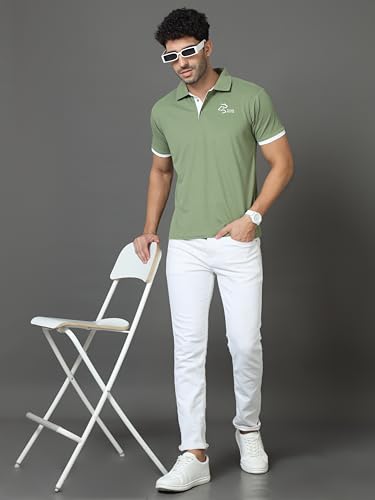 Image of Polo Neck Cotton Blend T-Shirt