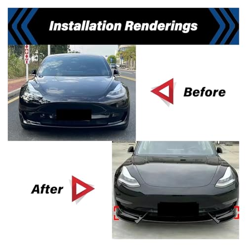 Spoiler de pare-choc avant aspect carbone pour Tesla Model 3